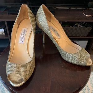 Jimmy Choo gold heels (size 39-1/2)